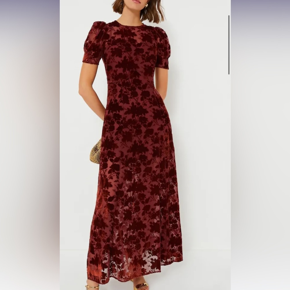 Copper Floral Ralph Velvet Dress